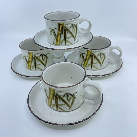 vintage stonehenge midwinter rangoon cup and saucer set of 4 1980's - Picture 1 of 7